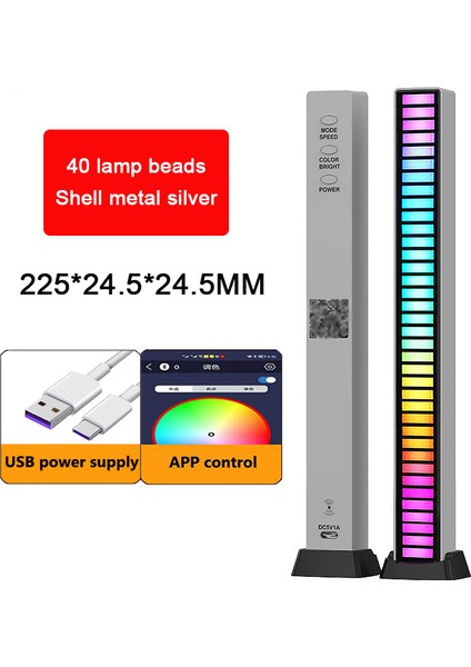 Rgb Lamba LED Şerit Işıklar Alıcı Işık Ses Kontrol Lambası Ortam Işığı Akıllı App Kontrolü Müzik Ritmi Oyun Masaüstü Işığı Için (Yurt Dışından)