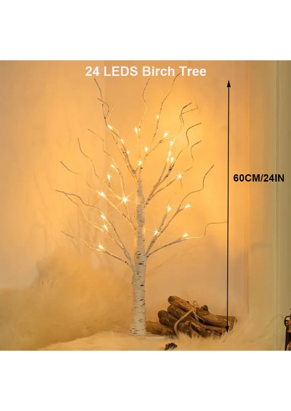 144 LED Huş Ağacı Işığı Sıcak Beyaz USB Güç Tatil Dekoratif Ağaç Noel Cadılar Bayramı Paskalya Hediye (Yurt Dışından)