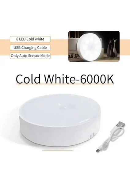 Pır Hareket Sensörlü LED Gece Lambası USB Gece Lambası Mutfak Dolabı Gardırop Lambası Merdiven Kablosuz Dolap Lambası (Yurt Dışından)