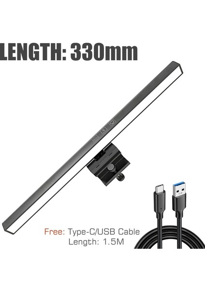 Göz Bakımı Masa Lambası 50CM LED Bilgisayar Pc Monitör Ekran Işık Çubuğu Kademesiz Karartma Okuma USB ile Çalışan Asılı Masa Lambası (Yurt Dışından)
