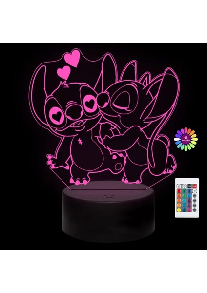 Disney Stitch 3D Gece Lambası Karikatür Stitch USB Dokunmatik Masa Lambası Uzaktan Kumanda Oda Dekorasyonu Gece Lambası Noel Hediyeleri (Yurt Dışından)
