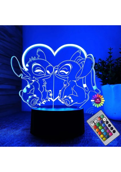 Disney Stitch 3D Gece Lambası Karikatür Stitch USB Dokunmatik Masa Lambası Uzaktan Kumanda Oda Dekorasyonu Gece Lambası Noel Hediyeleri (Yurt Dışından)