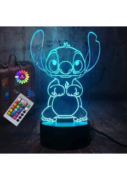 Disney Stitch 3D Gece Lambası Karikatür Stitch USB Dokunmatik Masa Lambası Uzaktan Kumanda Oda Dekorasyonu Gece Lambası Noel Hediyeleri (Yurt Dışından)
