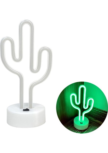 Sevimli Kaktüs Neon Işıkları ve USB ile Çalışan LED Masa Lambası Parti Doğum Günü Hediyesi Oturma Odası Kamp Yaz Ev Dekoru (Yurt Dışından)