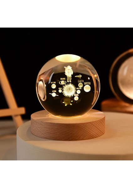 USB LED Gece Lambası Galaxy Kristal Küre Lamba 3D Gezegen Ay Lambası Ev Dekorasyonu (Yurt Dışından)