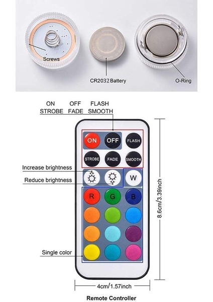 Uzaktan Kumandalı Mini Sualtı LED Işıklar - Parti Etkinlik Vazo Balık Tankı Için Güçlendirilmiş Küçük Çay Işığı Sualtı Işığı (Yurt Dışından)