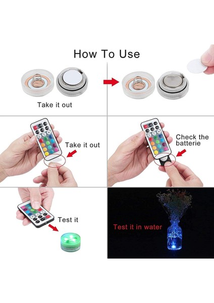 Uzaktan Kumandalı Mini Sualtı LED Işıklar - Parti Etkinlik Vazo Balık Tankı Için Güçlendirilmiş Küçük Çay Işığı Sualtı Işığı (Yurt Dışından)