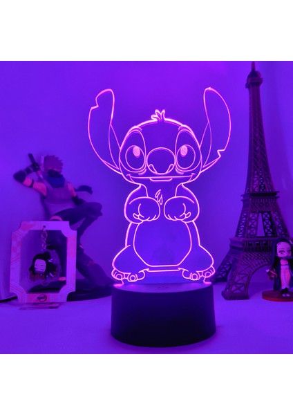Lilo & Stitch Karikatür 7/16 Renk Yaratıcı 3D Lamba Anime Figürü LED Gece Lambası Dokunmatik Masa Lambası Süsleri Çocuk Oyuncakları Hediyeler (Yurt Dışından)
