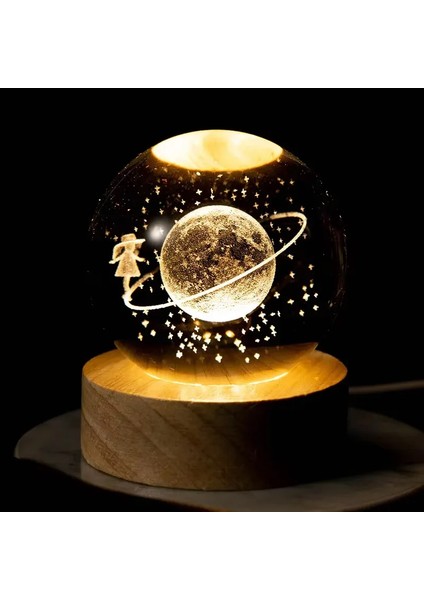 3D Kristal Işıklar Lamba Parlayan Gezegensel Galaksi Gece Lambası Kristal Küre Gece Işıkları Başucu Lambası Ev Dekoru Noel Hediyesi (Yurt Dışından)