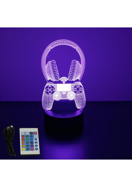 Neon Gamer 3D Lamba LED Gece Lambası Oyun Kurulumu Rgb Çocuk Lambaları Oyuncu Odası Dekorasyonu Yatak Odası Masa Lambası Kişiselleştirilmiş Hediyeler (Yurt Dışından)