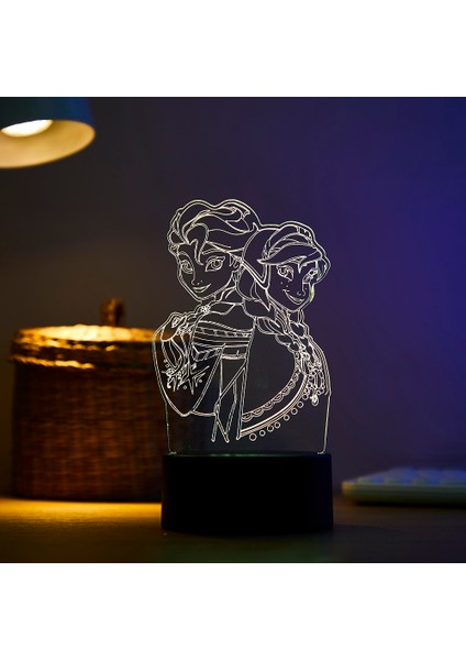 Disney Frozen Prenses 3D Görsel Lamba Anna Elsa Olfa Figürü LED Gece Lambası Akrilik Illüzyon Masa Lambası Ev Dekoru Çocuk Oyuncakları (Yurt Dışından)