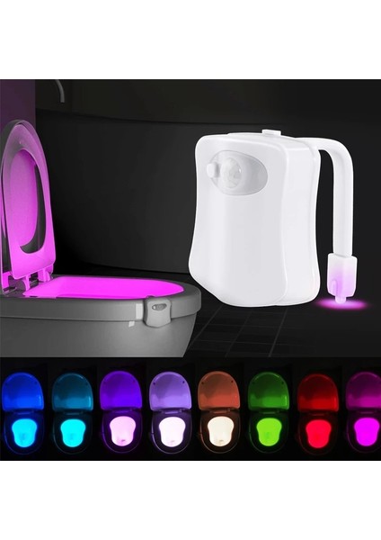 Otomatik Hareket Sensörlü Tuvalet Gece Lambası 16 Renk Tuvalet Klozet Oturağı Işıkla Çalışan Su Geçirmez Banyo Lambası (Yurt Dışından)
