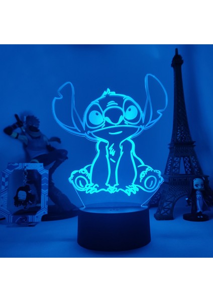 Lilo & Stitch Karikatür 7/16 Renk Yaratıcı 3D Lamba Anime Figürü LED Gece Lambası Dokunmatik Masa Lambası Süsleri Çocuk Oyuncakları Hediyeler (Yurt Dışından)