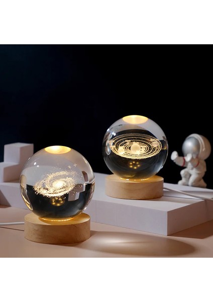 Hediye Festivali USB LED Gece Lambası Galaksi Kristal Küre Lambası 3D Gezegen Ay Lambası Ev Dekorasyonu (Yurt Dışından)