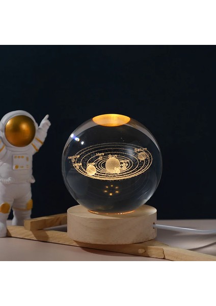 Hediye Festivali USB LED Gece Lambası Galaksi Kristal Küre Lambası 3D Gezegen Ay Lambası Ev Dekorasyonu (Yurt Dışından)