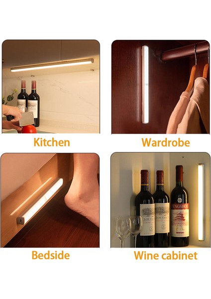 LED Hareket Sensörlü Işık Kablosuz LED Gece Lambası Tip C Işık Dolap Gardırop Lambası Merdiven Arka Aydınlatması Mutfak Için (Yurt Dışından)