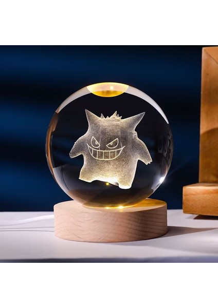 Pokemon Crystal Ball 3D Pikachu Gengar Mewtwo Lamba Tabanı Pokeball Kristal Pokemon Gl Ball Figür Gece Lambası Noel Hediyesi (Yurt Dışından)