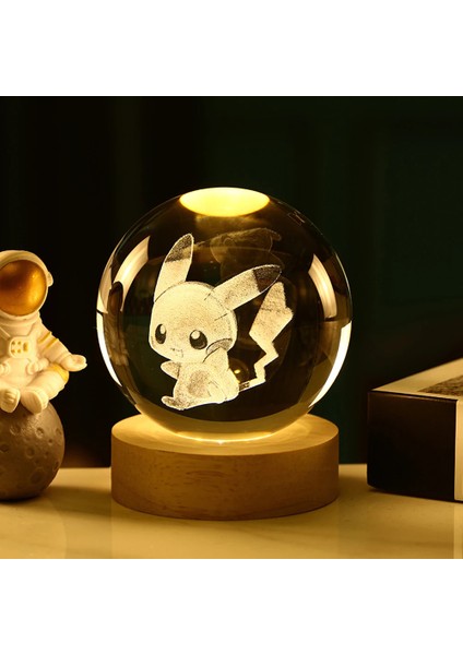 Pokemon Crystal Ball 3D Pikachu Gengar Mewtwo Lamba Tabanı Pokeball Kristal Pokemon Gl Ball Figür Gece Lambası Noel Hediyesi (Yurt Dışından)