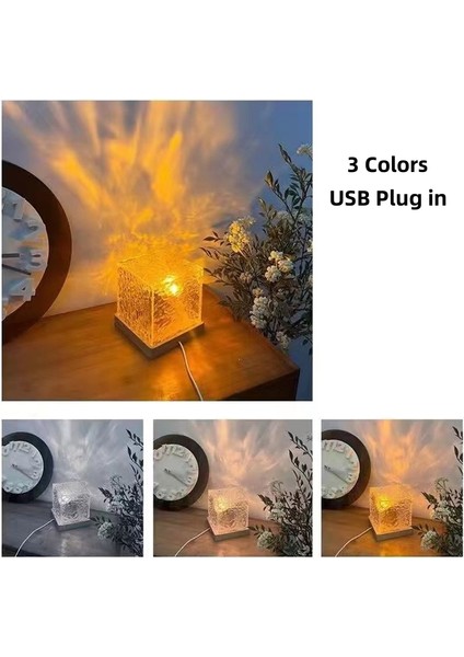 Dinamik Dönen Su Dalgası Prctor Gece Lambası 3/16 Renk Alev Kristal Lamba Oturma Odası Çalışma Odası Yatak Odası Dönen Işık (Yurt Dışından)