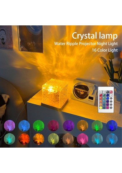 Dinamik Dönen Su Dalgası Prctor Gece Lambası 3/16 Renk Alev Kristal Lamba Oturma Odası Çalışma Odası Yatak Odası Dönen Işık (Yurt Dışından) fiyatları