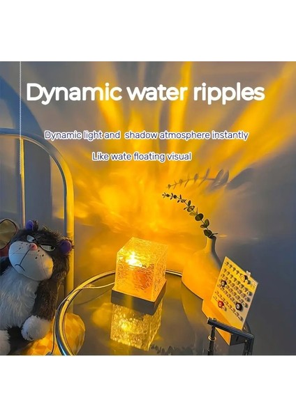 Dinamik Dönen Su Dalgası Prctor Gece Lambası 3/16 Renk Alev Kristal Lamba Oturma Odası Çalışma Odası Yatak Odası Dönen Işık (Yurt Dışından) modelleri