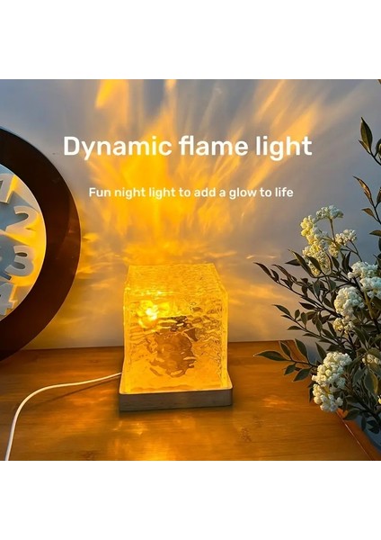 Dinamik Dönen Su Dalgası Prctor Gece Lambası 3/16 Renk Alev Kristal Lamba Oturma Odası Çalışma Odası Yatak Odası Dönen Işık (Yurt Dışından) fırsatları