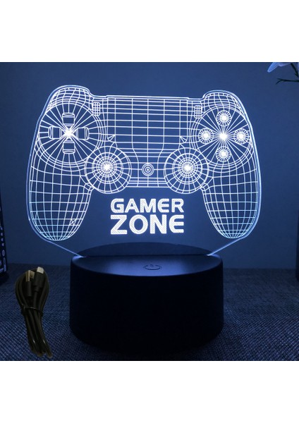 Neon Gamer 3D Lamba LED Gece Lambası Oyun Kurulumu Rgb Çocuk Lambaları Oyuncu Odası Dekorasyonu Yatak Odası Masa Lambası Kişiselleştirilmiş Hediyeler (Yurt Dışından)