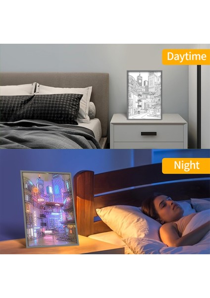 Anime LED Güzel Şehir Gece Manzarası Işık Boyama Hd Resim Dar Çerçeve USB Fişi Karartma Romantik Ev Dekorasyonları Gece Lambası (Yurt Dışından) fırsatları