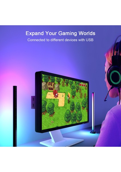 Rgb Ortam Işığı Wıfı Bluetooth Çift Taraflı Aydınlatmalı 24 Tuşlu Uzaktan Kumanda Akıllı Uygulama LED Masaüstü Işığı Ortam Işığı (Yurt Dışından)