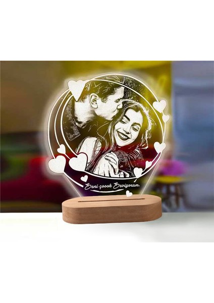 Kişiselleştirilmiş 3D Fotoğraf Lambası Özel Fotoğraf ve Metin Özelleştirilmiş Sevgililer Günü Evlilik Yıldönümü Doğum Günü 3D Gece Lambası Hediyeleri (Yurt Dışından)