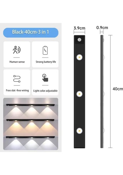 20-50CM LED Mutfak Dolap Altı Işığı Hareket Sensörlü LED Lamba Ultra Ince USB Gece Lambası Gardırop Iç Aydınlatma (Yurt Dışından)