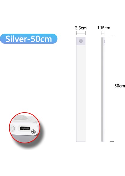Dolap Işığı USB Hareket Sensörü LED Üç Renk Bir Lambada Mutfak Gardırop Iç Aydınlatma 10/20/30/40/50CM (Yurt Dışından)