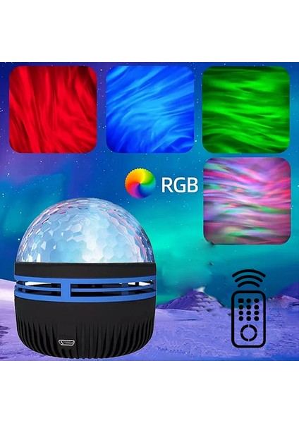 Kuzey Galaksi Işığı LED Su Desenli Yıldızlı Gökyüzü Işığı Uzaktan Kumandalı Aurora Koruma Işığı USB Tak-Çalıştır Sihirli Top Sahne Ktv (Yurt Dışından)