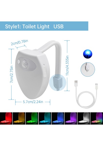 Hareket Sensörlü Tuvalet Gece Lambası Aktif LED 8 Renk Değiştiren Tuvalet Klozeti Banyo Su Musluğu Için Aydınlatmalı Gece Lambası (Yurt Dışından)