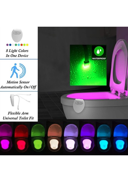 Hareket Sensörlü Tuvalet Gece Lambası Aktif LED 8 Renk Değiştiren Tuvalet Klozeti Banyo Su Musluğu Için Aydınlatmalı Gece Lambası (Yurt Dışından)