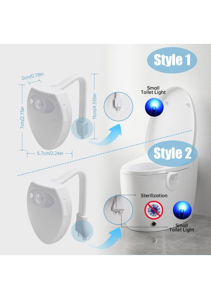 Hareket Sensörlü Tuvalet Gece Lambası Aktif LED 8 Renk Değiştiren Tuvalet Klozeti Banyo Su Musluğu Için Aydınlatmalı Gece Lambası (Yurt Dışından)