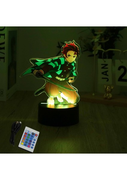 Anime Figürleri 3D Lamba Tanjirou Nezuko Zenitsu LED Gece Lambası Uzaktan Kumanda Akıllı Dokunmatik Lamba Oda Dekoru Doğum Günü Noel Hediyesi (Yurt Dışından)