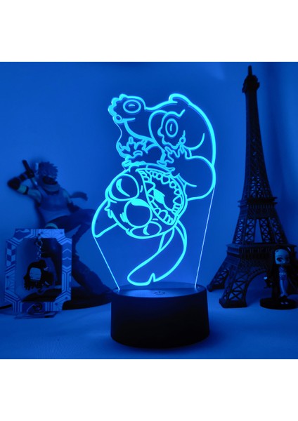 Lilo & Stitch Karikatür 7/16 Renk Yaratıcı 3D Lamba Anime Figürü LED Gece Lambası Dokunmatik Masa Lambası Süsleri Çocuk Oyuncakları Hediyeler (Yurt Dışından)