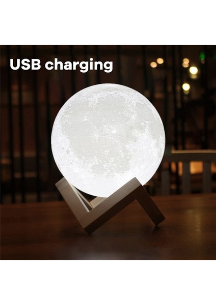 Renkli 3D Baskılı Ay Lambası Dokunmatik Ay Lambası LED Gece Lambası Çocuk Gece Lambası Yatak Odası Dekorasyonu Doğum Günü Hediyeleri (Yurt Dışından) fırsatları