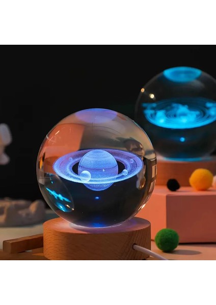 3D Kristal Işıklar Lamba Parlayan Gezegensel Galaksi Gece Lambası Kristal Küre Gece Işıkları Başucu Lambası Ev Dekoru Noel Hediyesi (Yurt Dışından)