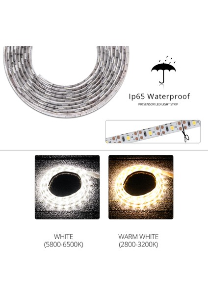 Hareket Sensörü Dolap Altı Işıkları Dolap Mutfak Yatak Acil Gece Lambası Esnek LED Şerit Dc 12V Abd Ab Güç Adaptörü (Yurt Dışından)