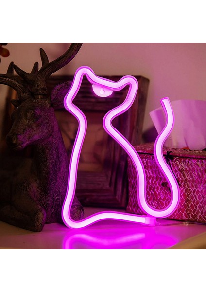 Duvar Dekoru Için Kedi Neon Tabelası LED Işıklı Tabela Dekor Evcil Hayvan Mağazası Hayvan Kulübü USB Oda Duvarı Ev Partisi Doğum Günü Hediyesi (Yurt Dışından)