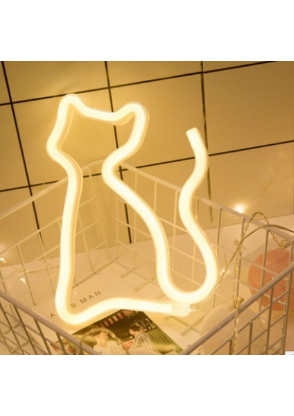 Duvar Dekoru Için Kedi Neon Tabelası LED Işıklı Tabela Dekor Evcil Hayvan Mağazası Hayvan Kulübü USB Oda Duvarı Ev Partisi Doğum Günü Hediyesi (Yurt Dışından)