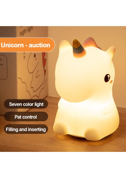 Unicorn Sevimli Silikon LED Gece Lambası Çocuklar Çocuklar Için USB Karikatür Hayvan Yatak Odası Dekoru Dokunmatik Gece Lambası Hediyeler Için (Yurt Dışından)