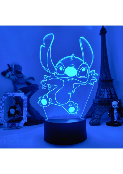 Lilo & Stitch Karikatür 7/16 Renk Yaratıcı 3D Lamba Anime Figürü LED Gece Lambası Dokunmatik Masa Lambası Süsleri Çocuk Oyuncakları Hediyeler (Yurt Dışından)