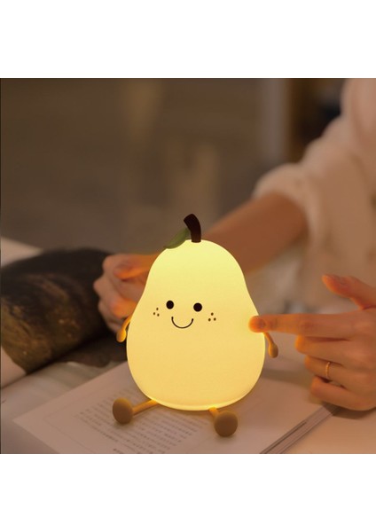 LED Armut Meyve Silikon Gece Lambası 7 Renk Kısılabilir Dokunmatik USB Karikatür Başucu Lambası Yatak Odası Dekoru Sevimli Çocuk Hediyesi (Yurt Dışından) fiyatları