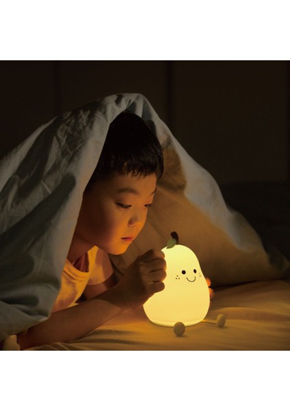 LED Armut Meyve Silikon Gece Lambası 7 Renk Kısılabilir Dokunmatik USB Karikatür Başucu Lambası Yatak Odası Dekoru Sevimli Çocuk Hediyesi (Yurt Dışından) modelleri