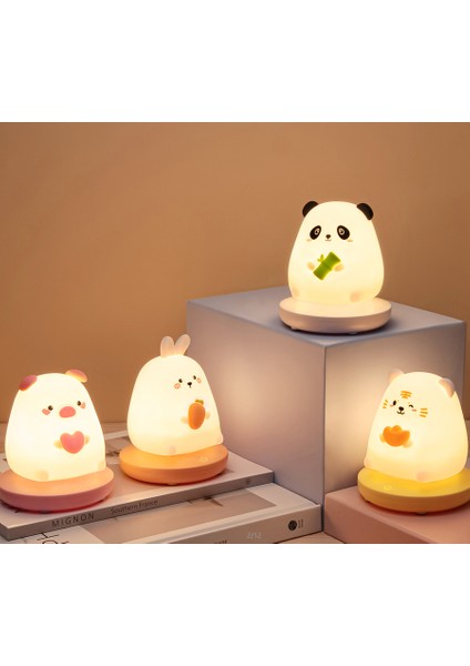 Çocuk Yatak Odası Için LED Gece Lambaları Sevimli Hayvan Domuz Tavşan Lamba Dokunmatik Sensör Kısılabilir Çocuk Tatil Hediye USB (Yurt Dışından) modelleri