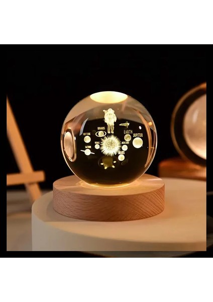 3D Kristal Işıklar Lamba Parlayan Gezegensel Galaksi Gece Lambası Kristal Küre Gece Işıkları Başucu Lambası Ev Dekoru Noel Hediyesi (Yurt Dışından)