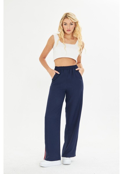 Şeritli Bol Paça Pantolon modelleri